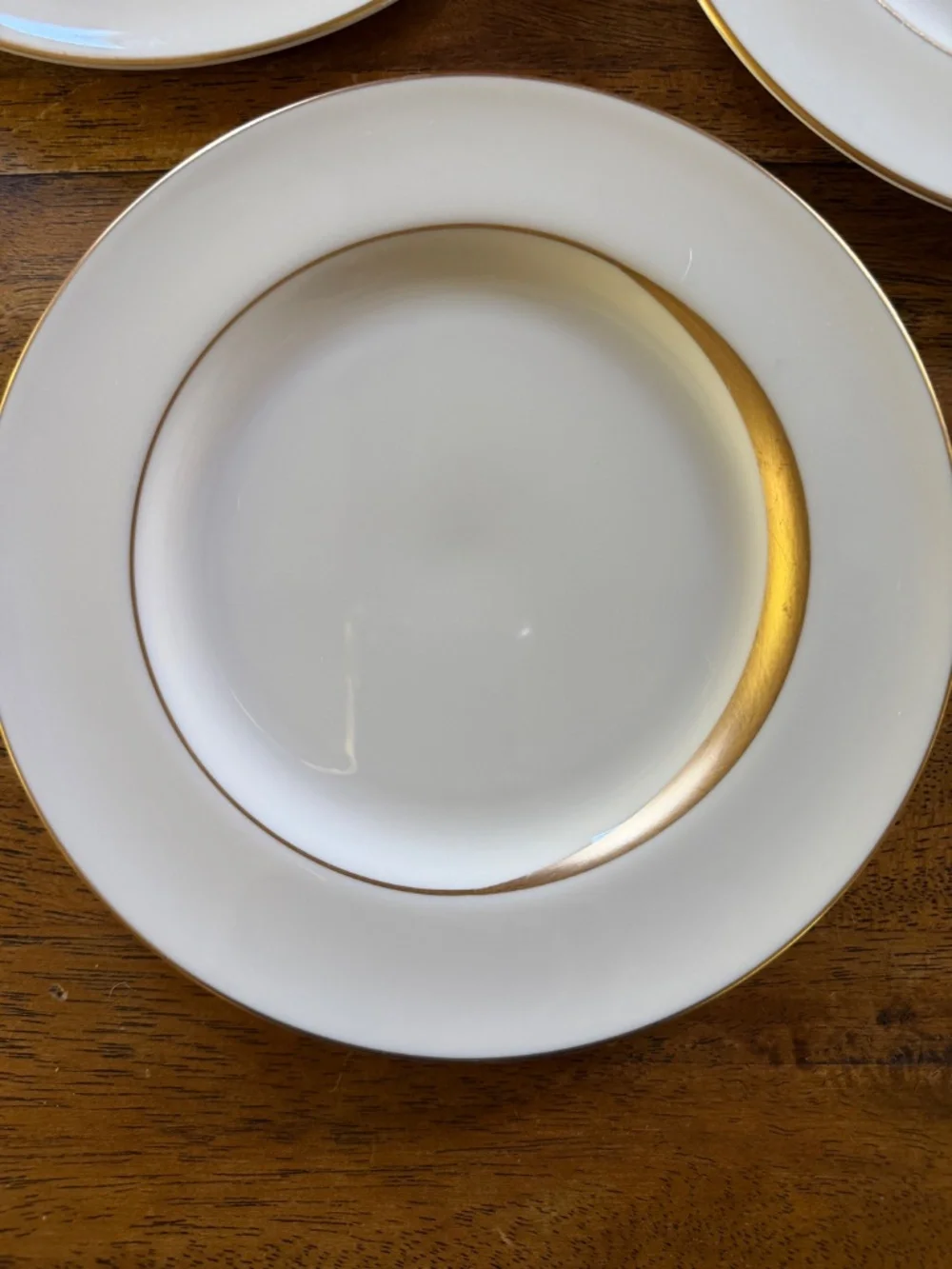 Gold-rimmed Salad/Dessert plates - Pickard China 'Elegance 1202' - set of 3